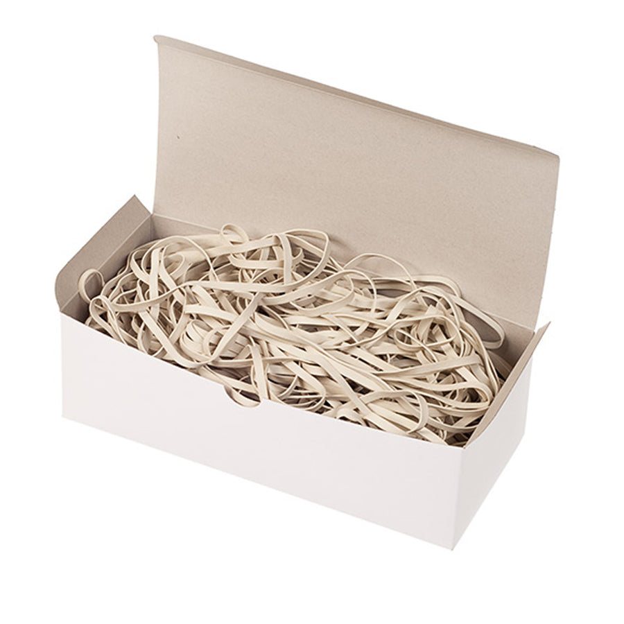 Hvid gummibånd |100 x 5 mm | 500 gram æske | ca. 380 stk