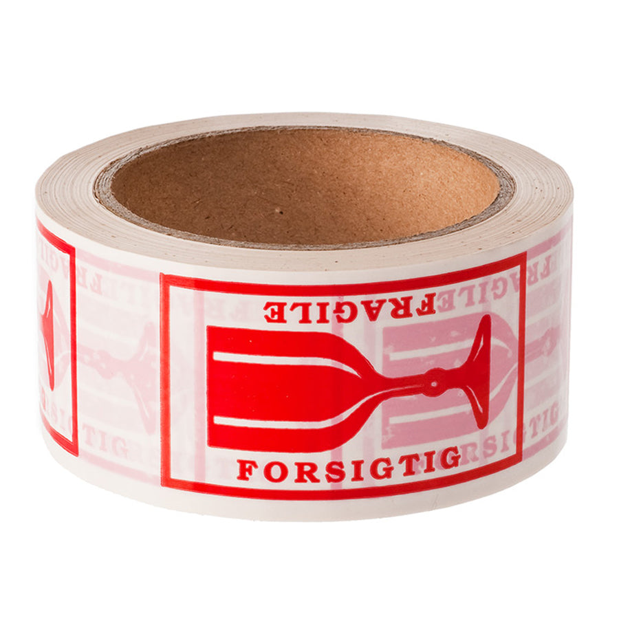 Forsigtigtape med glassymbol, 50 mm